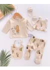 Hello Little Bear Baskılı 5 Parça %100 Pamuk Erkek Bebek Hastane Çıkışı