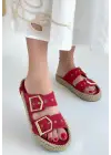 İces Kırmızı Nubuk Terlik