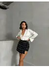 İki düğmeli ch kumaş şort etek siyah h26414