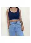 Omarı İndigo Fitilli Crop Üst