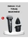 İnsua 3’lü Tıraş Makinesi – 3 Farklı Kesim Başlığı, Güçlü Motor, 60 Dakika Kullanım