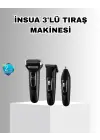 İnsua Erkek Bakım Seti – 3 Başlıklı Şarjlı Tıraş Makinesi, 60 Dakika Kablosuz Kullanım