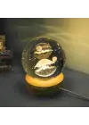 Işıklı Ahşap Altlıklı Cam Küre