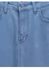İspanyol Paça Yüksek Bel Kot Pantolon   -Açık Mavi