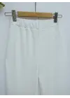 İthal Kumaş İspanyol Paça Pantolon -Beyaz