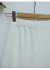 İthal Kumaş İspanyol Paça Pantolon -Beyaz
