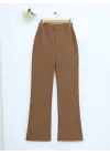 İthal Kumaş İspanyol Paça Pantolon -Kahve