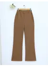 İthal Kumaş İspanyol Paça Pantolon -Kahve