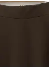 İthal Likralı Krep Kumaş Kiloş Çan Etek  -Kahve