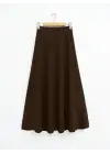 İthal Likralı Krep Kumaş Kiloş Çan Etek  -Kahve