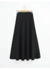 İthal Likralı Krep Kumaş Kiloş Çan Etek -Siyah