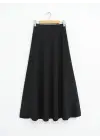 İthal Likralı Krep Kumaş Kiloş Çan Etek -Siyah