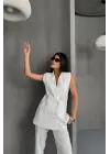 JAKAR KUMAŞ YELEK - PANTOLON TAKIM - Beyaz
