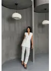 JAKAR KUMAŞ YELEK - PANTOLON TAKIM - Beyaz