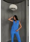 JAKAR KUMAŞ YELEK - PANTOLON TAKIM - Mavi