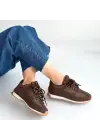 Jeat Kahverengi  Nubuk Bağcıklı Spor Ayakkabı