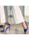 Jilya Mavi Cilt Stiletto Ayakkabı