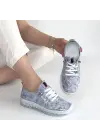 Jiten Lila Desenli Deri Bağcıklı Spor Ayakkabı