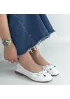 Jnues Beyaz Deri Babet Ayakkabı