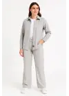 Kadife Oversize Takım – Gömlek Ve Pantolon İkili Set Füme Corduroy Şıklığı, Rahat Ve Zarif Duruş Yumuşak Dokulu Kadife Kumaş, Düğmeli Gömlek Üst Ve Lastikli Pantolon Alt Parça Ile Gün Boyu Konfor- Gri