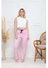 Pembe Kadife Pijama Altı Desenli Kadın Giyim