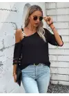 Kadın Askılı Asimetrik Kesim Kol Ve Yaka Kolda Tül Ve Aksesuar Detaylı Janjan Krep Bluz