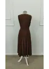 Kadın Askılı Kruvaze V Yakalı Beli Lastiklimidi Bürümcük Elbise