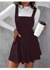 Kadın Askılı Sırttan çapraz Detaylı Kısa Kiloş Kadife Mini Elbise
