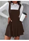 Kadın Askılı Sırttan çapraz Detaylı Kısa Kiloş Kadife Mini Elbise