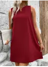 Kadın Askılı V Yakalı Geniş Kesim Detaylı Kısa Janjan Krep Elbise