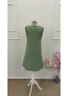 Kadın Askılı V Yakalı Mini çağla Yeşili Elbise