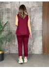 Kadın Askılı Yuvarlak Yaka Viskon Iki Iplik Bluz Ve Eşofman Altı Ikili Takım