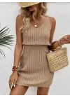 Kadın Askılı Yuvarlak Yakalı Triko Elbise