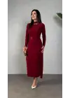 Kadın Balıkçı Yaka Toka Detay Sandy Kumaş Midi Boy Elbise