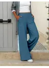 Kadın Beli Lastikli Cepli Palazzo Aerobin Pantolon