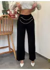 Kadın Beli Zincir Detay Ithal Krep Pantolon