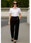 Kadın Beli Zincir Detay Ithal Krep Pantolon
