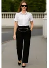 Kadın Beli Zincir Detay Ithal Krep Pantolon