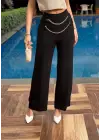 Kadın Beli Zincir Detay Ithal Krep Pantolon