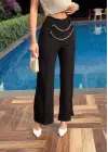 Kadın Beli Zincir Detay Ithal Krep Pantolon