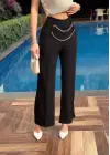 Kadın Beli Zincir Detay Ithal Krep Pantolon