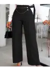 Kadın Beli Zincir Detaygeniş Paça Ithal Krep Pantolon