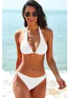 Omarı Beyaz Ayarlanabilir Üçgen Bikini Mayo