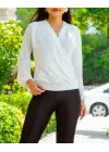 Kadın Beyaz Kruvaze Yaka Sandy Bluz