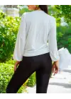 Kadın Beyaz Kruvaze Yaka Sandy Bluz