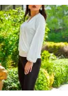 Kadın Beyaz Kruvaze Yaka Sandy Bluz