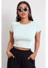 Omarı Beyaz Crop Top Bluz