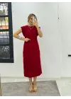 Omarı Şık Kadın Elbisesi Yaka Detaylı Midi Boy