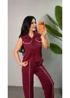 Kadın Biyeli Cep Detay Yelek Ve Pantolon Modal Kumaş Ikili Takım