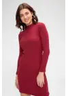 Omarı Bordo Kaşkorse Bodycon Mini Elbise